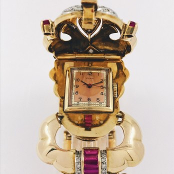 Pulsera reloj vintage en oro 18kt con brillantes 2