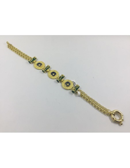 Pulsera de oro y piedras de color