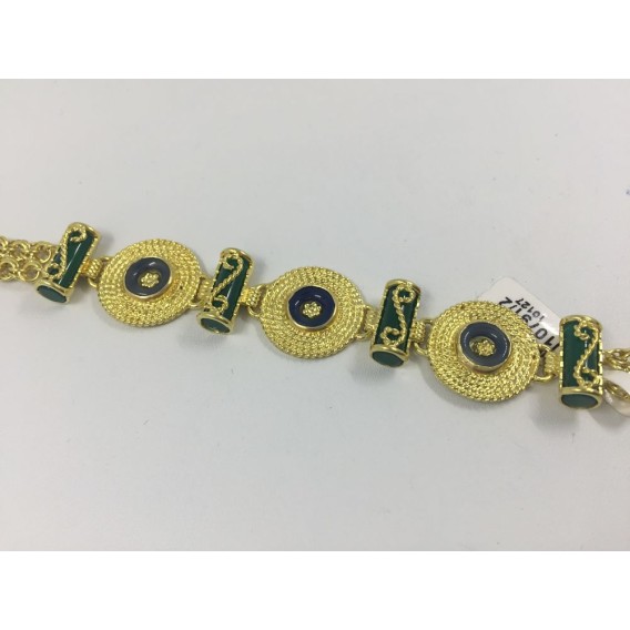 Pulsera de oro y piedras de color