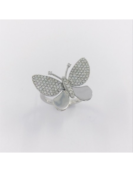 Anillo mariposa en oro blanco 18kt con brillantes