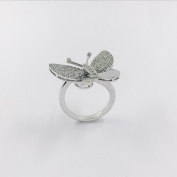 Anillo mariposa en oro blanco 18kt con brillantes 2