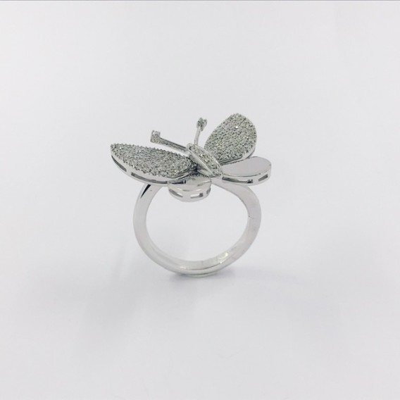 Anillo mariposa en oro blanco 18kt con brillantes