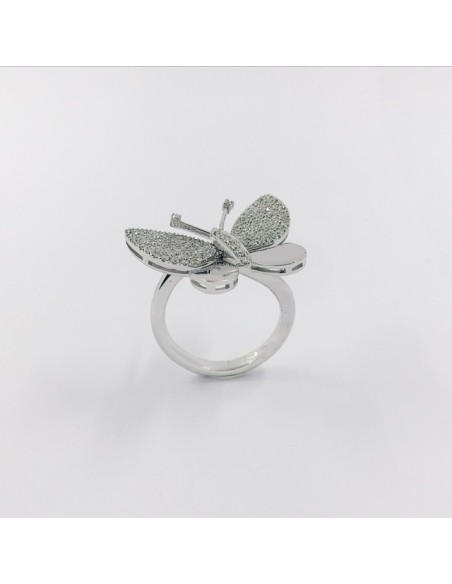Anillo mariposa en oro blanco 18kt con brillantes