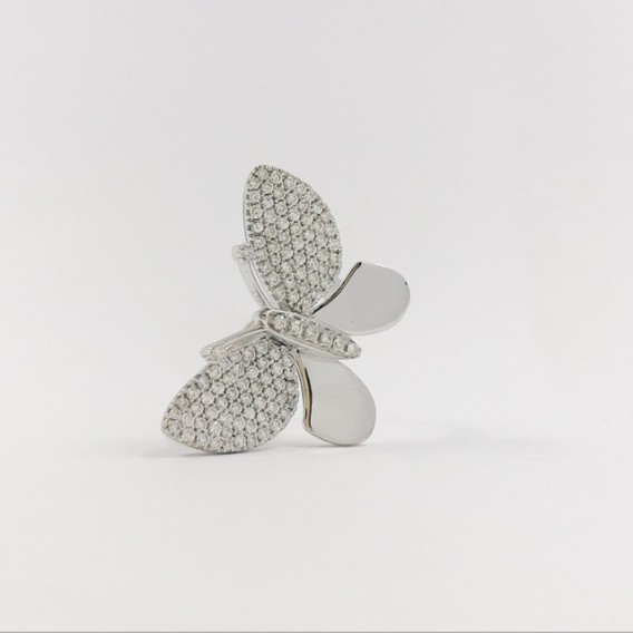 Anillo mariposa en oro blanco 18kt con brillantes