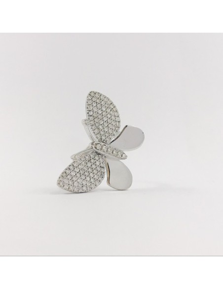 Anillo mariposa en oro blanco 18kt con brillantes