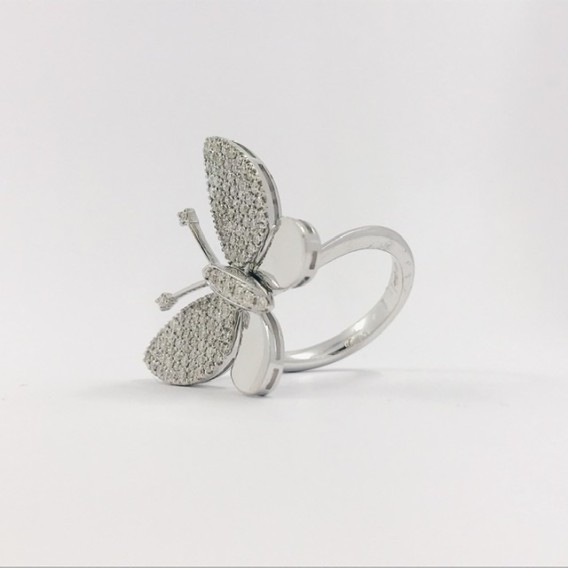 Anillo mariposa en oro blanco 18kt con brillantes