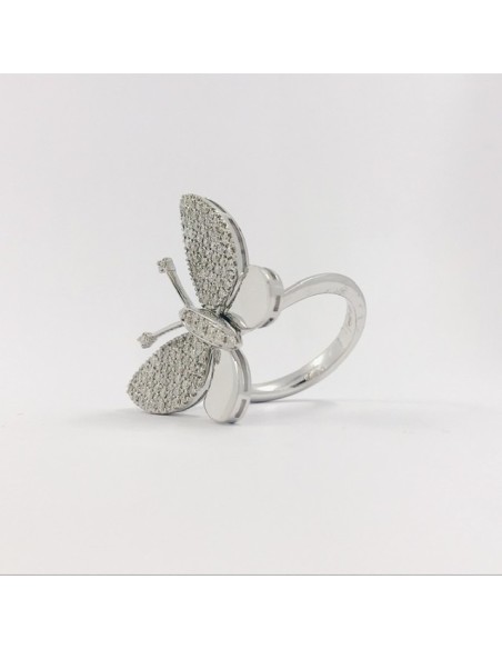 Anillo mariposa en oro blanco 18kt con brillantes