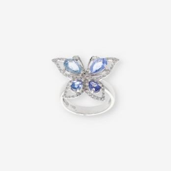 Anillo mariposa en oro blanco con brillantes 2