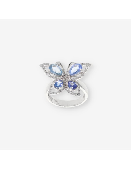 Anillo mariposa en oro blanco con brillantes