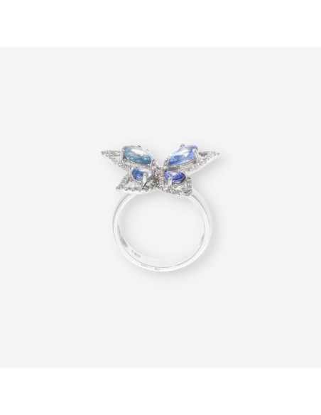 Anillo mariposa en oro blanco con brillantes