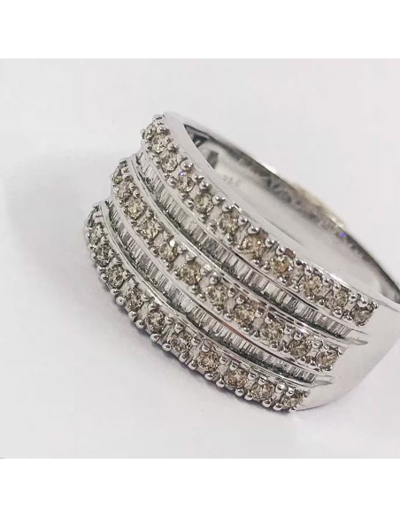 Anillo Tiara real en oro blanco y brillantes