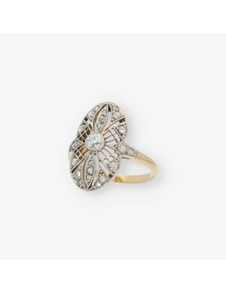 Anillo vintage en oro 18kt con diamantes