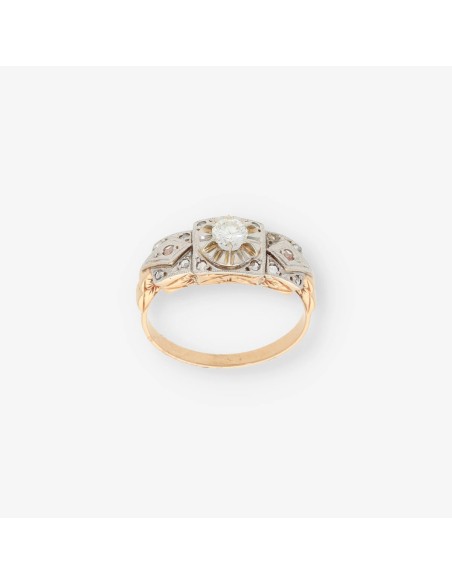 Anillo vintage en oro 18kt con diamantes