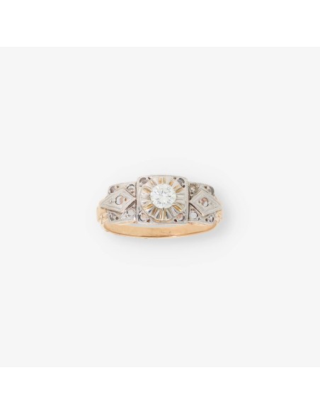 Anillo vintage en oro 18kt con diamantes