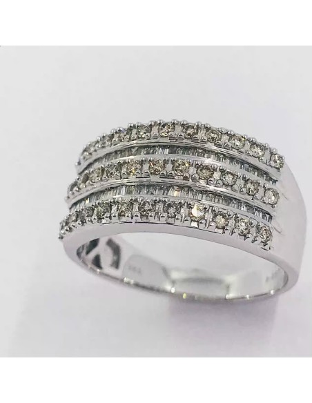 Anillo Tiara real en oro blanco y brillantes