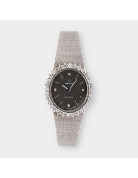 Omega De Ville en oro blanco con brillantes