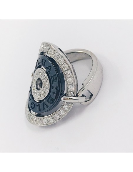 Anillo Bulgari en oro blanco y ceramica con brillantes