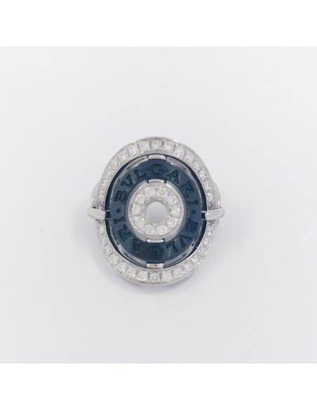 Anillo Bulgari en oro blanco y ceramica con brillantes
