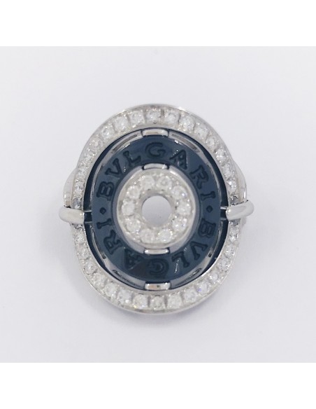 Anillo Bulgari en oro blanco y ceramica con brillantes