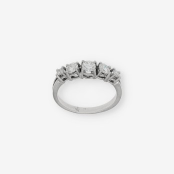 Sortija cinquillo de oro 18kt y brillantes 2