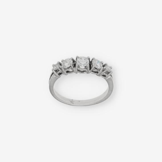 Sortija cinquillo de oro 18kt y brillantes