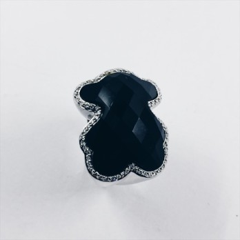 Anillo Tous en oro blanco, brillantes y Ã³nix