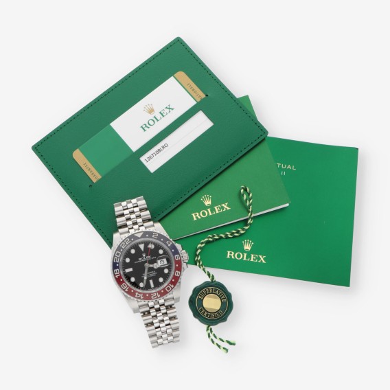 Rolex GMT Master Pepsi 12671BLRO caja y documentos