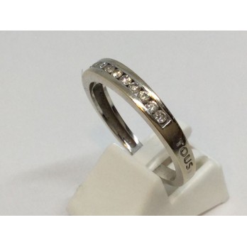 Sortija media alianza Tous en oro blanco y brillantes 2