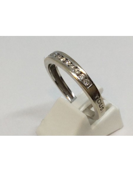 Sortija media alianza Tous en oro blanco y brillantes