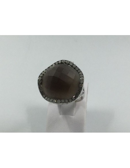 Anillo en oro blanco con amatista y brillantes