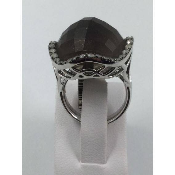 Anillo en oro blanco con amatista y brillantes