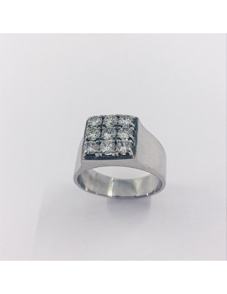 Anillo en oro blanco 18kt y brillantes