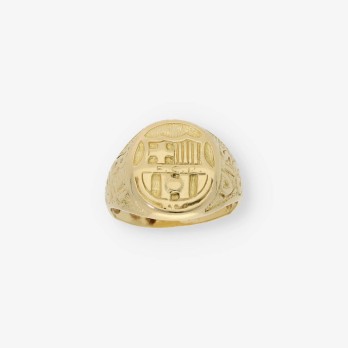 Anillo sello con el escudo del Barcelona en oro 18kt