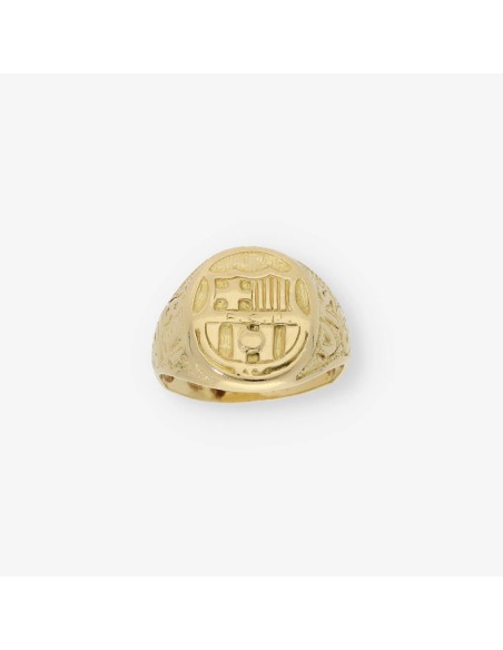 Anillo sello con el escudo del Barcelona en oro 18kt