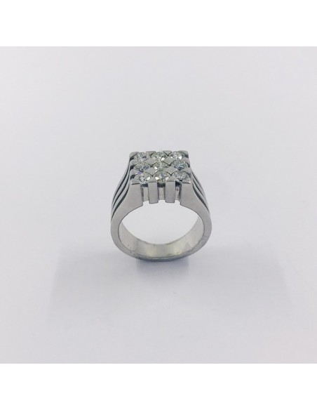 Anillo en oro blanco 18kt y brillantes