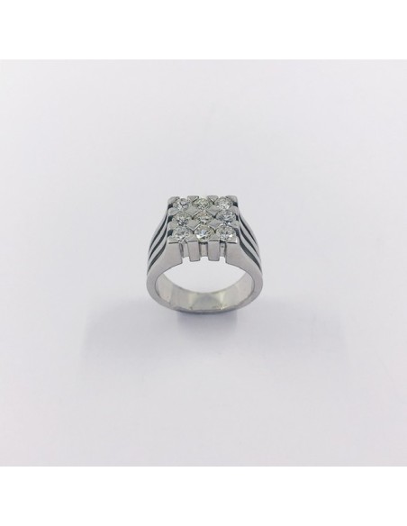 Anillo en oro blanco 18kt y brillantes