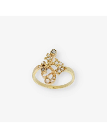 Anillo vintage en oro 18kt con diamantes