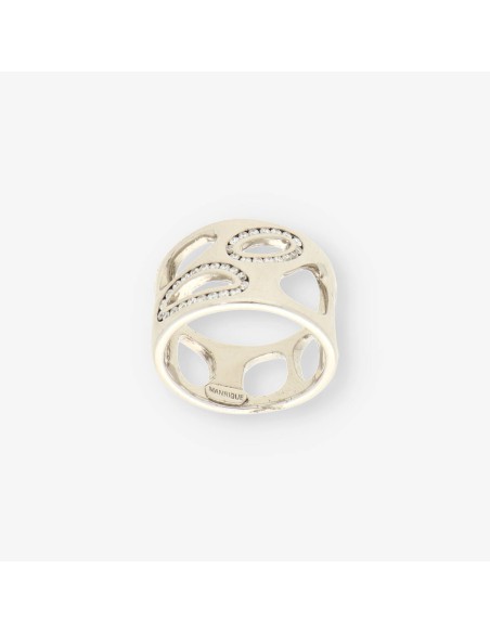 Anillo oro blanco y bri