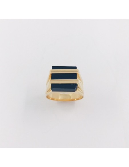 Anillo sello en oro 18kt con onix