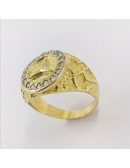 Sello con el sÃ­mbolo de Mercedes-Benz en oro 18kt