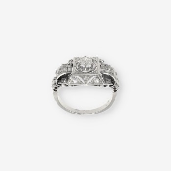Anillo vintage en oro blanco 18kt con brillantes 2