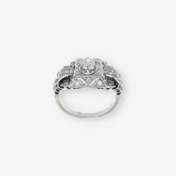 Anillo vintage en oro blanco 18kt con brillantes