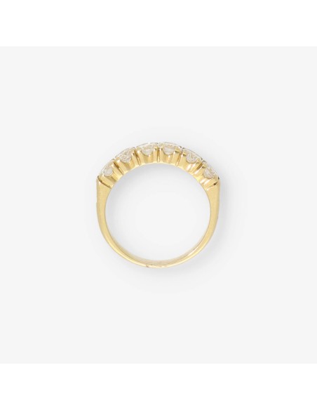 Anillo media alianza en  oro 18kt con diamantes