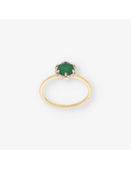 Anillo en oro 18kt con brillantes y esmeralda