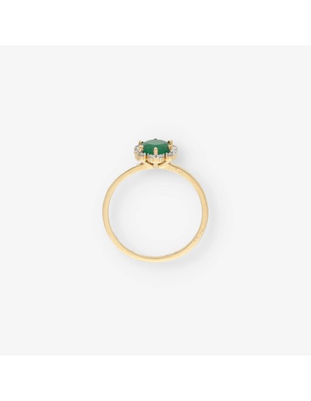 Anillo en oro 18kt con brillantes y esmeralda