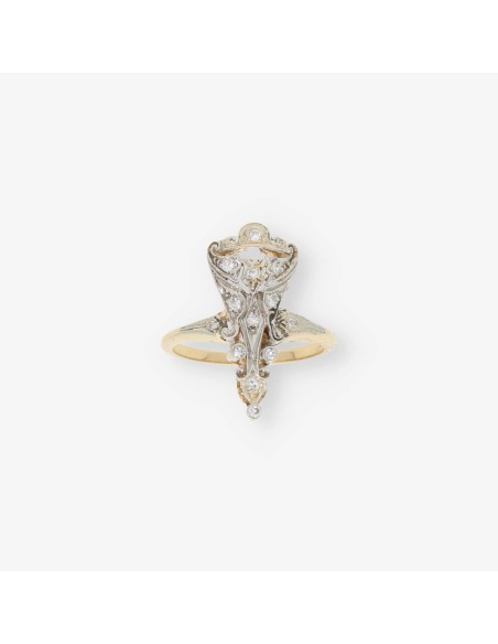 Anillo vintage en oro 18kt con diamantes