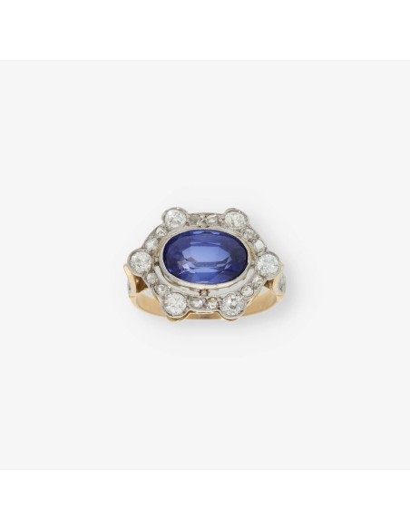 Anillo vintage en oro 18kt con diamantes