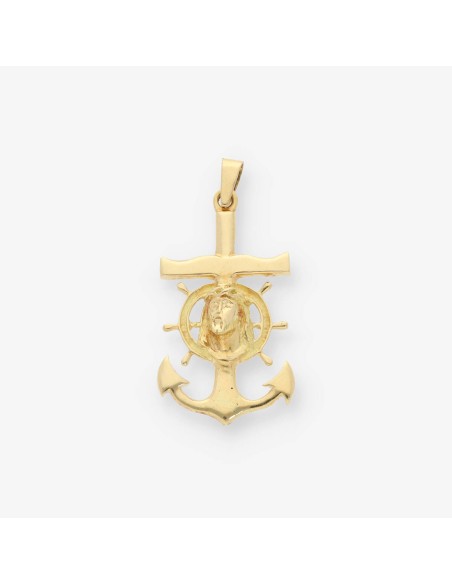 Colgante Ancla con cristo en oro 18kt