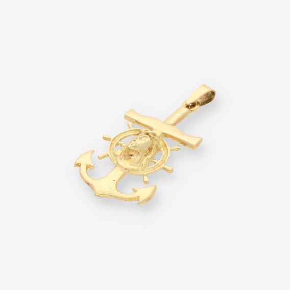 Colgante Ancla con cristo en oro 18kt