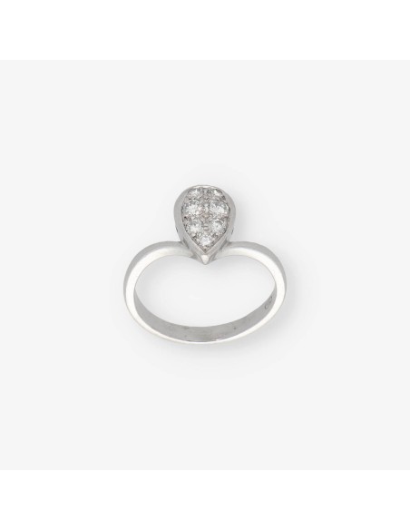 Anillo con lÃ¡grima central con pavÃ© de brillantes